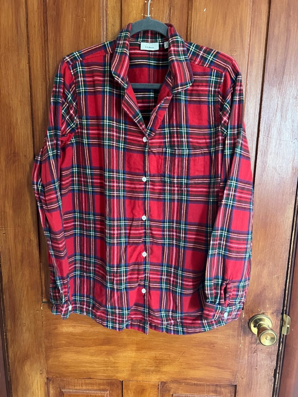 L.L. Bean Red Plaid Flannel Button-Down Shirt